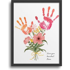 Twodays Flower Bouquet Handprint Art Craft DIY ، هدايا فريدة من نوعها لأمي من ابنة أو ابن لعيد ميلاد عيد الأم ، هدية للجدة. (الزهور -1 ، براون)