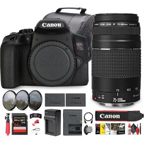 Canon EOS Kiss X10i / Rebel T8i DSLR Camera (Body Only) – High-Performance Imaging with Advanced Features (3924C001) + Canon EF 75-300mm Lens + 64GB Card + Camera Bag + LP-E17 Battery + More (Renewed)