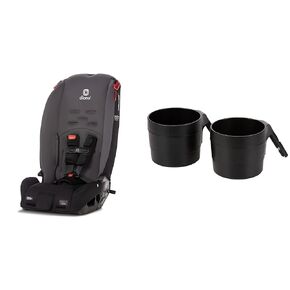 Diono Radian 3R Car Seat + XL Car Seat Cup Holders (2 Pack), Rear Facing & Forward Facing, 10 Years 1 Car Seat, Slim Fit 3 Across