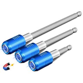 3-Piece Magnetic Quick Change Impact Bit Holder, Drill Bit Extension for 1/4" Hex Drives, 2.5/4/6 Inch Length, Ideal for Screwdriver Bits, Nuts, Drills and Socket Driver Adapters