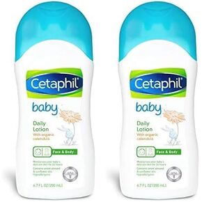 Cetaphil Baby Daily Lotion with Organic Calendula,Hypoallergenic, Sweet Almond & Sunflower Oils,6.7 Fl. Oz (Packaging May Vary) (Pack of 2)
