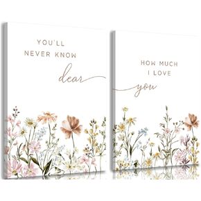 libitea 2 PCS Wildflower Wall Wall Art Flower Trouent الجملة النباتية ملصق اللوحة صورة جدار ديكور بوهو فتاة الحضانات المطبوعة لحضانة غرفة المعيشة غرفة نوم غرفة نوم المنزل