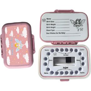 Tooth Fairy Box & Baby Tooth Keepsake Case for Kids - Natural Wheat Straw & PP Material, Easy-Write EVA Liner - Pink