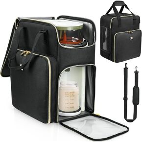 Carrying Case Compatible with Baby Brezza Formula Pro Advanced Formula Dispenser Machine, Insulated Baby Formula Mixer Travel Bag with Shoulder Strap for Baby Essentials, Black