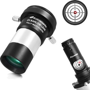 Astromania 1.25" Next Generation Laser Collimator - Bundle with - 1.25" Latest 2X Barlow Lens with M42x0.75 Thread
