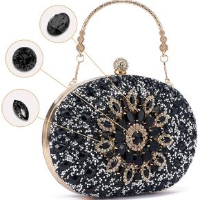 محفظة يد من حجر الراين للنساء حقيبة مسائية كريستالية ماسية لامعة لحفلات الزفاف والحفلات الراقصة الرسمية (فضي) in Kuwait