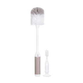 Ubbi Deluxe Baby Bottle Brush Set, Bottle Brush and Nipple Brush with Suction Cup, Baby Cleaning Essentials, Set of 2, Gray