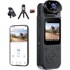 WiFi Body Camera 2.5K Mini Body Cam with Audio and Video Recording Wearable HD Bodycam w 180° Rotating IR Night Vision Small Plice Personal Magnetic Pocket Camera for Travel Pet Proof Walk