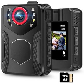 128GB Body Cameras with Audio and Video Recording: 1080P FHD Body Cam with IR Night Vision Video Recorder, 2.0" Screen, 10HR Battery, Wearable Camera Bodycam for Personal Civilians, Law Enforcement