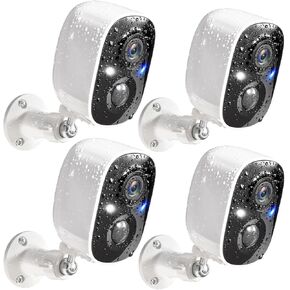 GMK Security Cameras Wireless Outdoor, 2K Color Night Vision AI Motion Detection 2-Way Talk Battery Powered WiFi Home Indoor Camera IP65 Weatherproof Spotlight Siren Alarm Cloud/SD Storage 2-Pack
