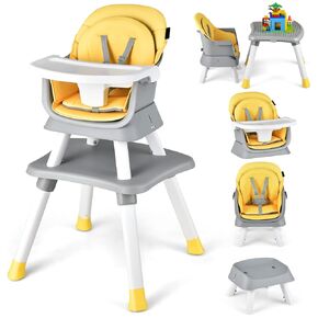 HONEY JOY 8 in 1 Baby High Chair, Convertible Highchair for Babies and Toddlers/Table and Chair Set/Building Block Table/Booster Seat/Stool/Toddler Chair with Safety Harness (Pink)