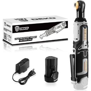 DEKOPRO Cordless Ratchet Wrench 3/8" Cordless Electric Ratchet Drive, 12V Power Ratchet Wrench Tool with 1 Battery and Charger for Car Home Furniture