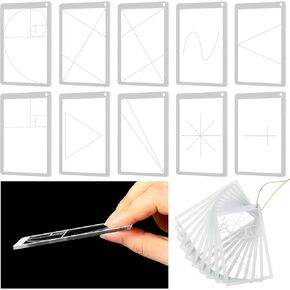 10 Pcs Golden Ratio Composition Tool, Fibonacci Rule of Thirds Credit Card-Sized View Tool for Photography Painting Drawing Fits in Wallet or Camera Bag