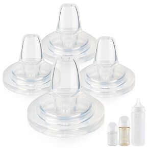 Sippy Spout Nipples for Pigeon PPSU&PP Nursing Baby Bottle and Glass Baby Bottles,Soft Silicone Sippy Cup Nipples,Leak-Proof,Variable Flow Conversion Nipple,6+ Months,4 Count