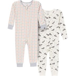 Modern Moments by Gerber Unisex Baby Holiday 2-Pack Tight Fitting Footless Pajamas