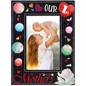 FaCraft First Mothers Day Picture Frame First Mothers Day Gifts for New Mom Funny First Mother's Day Photo Frame for First Time Mom New Mommy 1st Mother's Day Gift from Husband Daughter Son