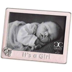 Roman Giftware Inc., Caroline Collection, New Baby, 5" H Pink ITS A Girl Frame 6X4,Religious, Inspirational, Durable (1x6x5)