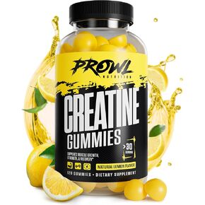 Creatine Monohydrate Gummies - Creatine Gummies for Men & Women - 5g Per Serving for Muscle Growth, Strength, & Recovery - Vegan, Non-GMO, & Gluten-Free - Natural Lemon (120 Count)