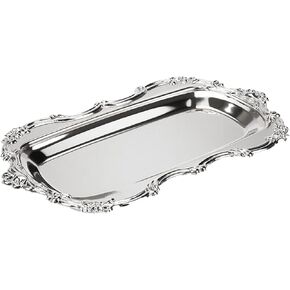 Gold Decorative Tray,Vintage Trinket Dish Jewelry Tray,Cake Dish Plate Tea Fruit Storage Trays Cosmetics Jewelry Key Organizer,Perfume Organizer Tray for Wedding
