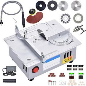 Mini Table Saw for Model Building Woodworking - Compact Benchtop Saw with 7-Speed Adjustable Motor, 2.5-Inch Blade, DIY Crafts Cutting Tool for PCB Acrylic Plastic