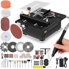 Mini Table Saw, Portable Mini Multi Functional Liftable Desktop Electric Saws for Crafts,Cutter Speed&Angle&Cutting Depth Adjustable,with More Accessories