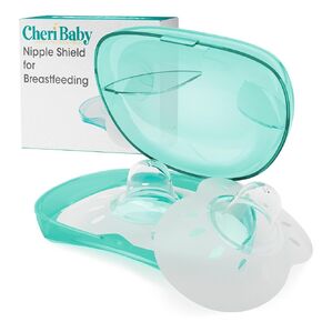 CheriBaby Nipple Shield, Contact Nipple Shield for Breastfeeding with Difficulty Sucking or Flat or Inverted Nipples, 1 Pair with Carrying Case, 100% Food Grade Silicone, BPA/BPS Free, 17mm