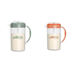 Dr. Brown's 32oz Baby Formula Mixing Pitcher with Adjustable Stopper, Locking Lid & No Drip Spout, Olive & Orange