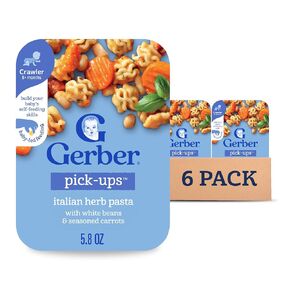 Gerber Stage 3 Baby Food, Italian Herb Pasta, Gerber Pick-Ups, Baby Led Feeding, Finger Foods for Babies, 6-Pack