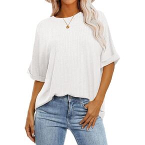 MIHOLL WOMENS 2025 قمم الصيف قصيرة الأكمام كروشنك وافل متماسكة البلوزات