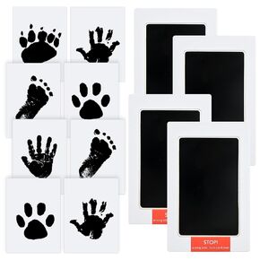 4 Packs Inkless Baby Hand and Footprint Kit, Printing Infant Hand Foot Stamp with 8 Imprint Cards Clean-Touch Baby Hand and Footprint Kit for Baby Keepsake Gifts, Pet Paw Dog Kit, Black
