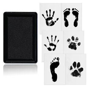 Pet Paw Print Kit, Ink Pad for Baby Hand and Footprints, Pawprint Keepsake for Cats and Dogs, No Mess Newborn Baby Footprint Kit, 1 Ink Pads and 6 Imprint Cards