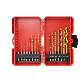 ZKH 15 PCS Hex Shank Drill Bit Set (1/16" - 3/8"), Titanium-Coated High Speed Steel Drill Bits Kit for Metal, Plastic, Wood, Quick Change 1/4" Shank Design