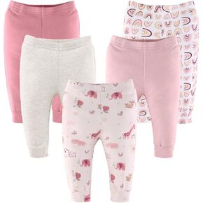 The Peanutshell 5 Pack Baby Girl Pants Set, 100% Cotton Toddler Pants, 0-24 Months, Rainbow Safari