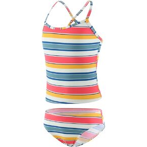 Girls Two Piece Tankini Swimsuits Rainbow Striped Bathing Suit Swim Suit