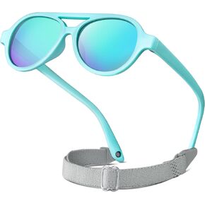 RIVBOS Baby Wrap Polarized UV400 Sunglasses - Soft Frame with Secure Strap for Infant and Newborn (0-24 Months) RBK068