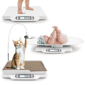 Baby Scales for Weighing,Multifunction LCD Display Pet Scale,Digital Scale with 2 Tray and Cat Scratcher,Up to 66 Lbs,Multiple Weighing Scale for Small Animals,Cats, Dogs
