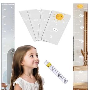 Mirror Growth Chart for Wall, Kids Height Wall Chart with Label Kids Height Measuring Mirror,Easy Peel & Stick Installation, 47 inches (L) x 7 inches (W) x 0.1 inches
