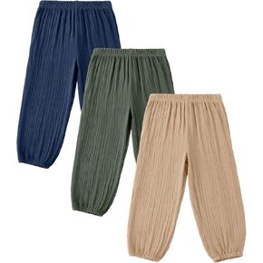 U·nikaka 3-Pack Baby Boys Pants Solid Toddler Sweatpants Cotton Infant Boys Harem Pants Crawling Bloomers Casual Jogger in Kuwait