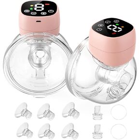 Hands Free Breast Pump, Wearable Breastfeeding Pump 3 Modes & 9 Levels, Double Electric Portable Pump Low Noise with Long Battery Life 2 Pack Pink