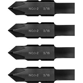 Galvanox #1-#2 Phillips & 3/16" Flat Replacement Double-Ended Flat Bits for Leatherman Multi-tools (4 Pack)
