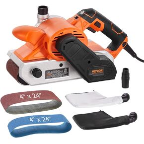 VEVOR 4" x 24" Belt Sander, 10AMPs 6-Speed Belt Sanders 274-480 m/min, Professional Sander Tool with 2 Sanding Belts, 2 in 1 Vacuum Adapter, 2 Dust Bags for Woodworking Metalworking