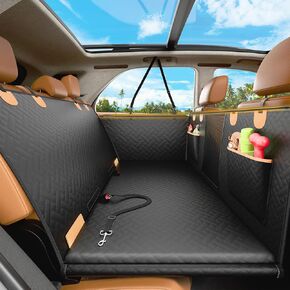 Anti Slip PU Leather Rigid Dog Car Seat Cover with Baby Car Seat, Structured Back Seat Extender for Dogs Hard Bottom Holds 450lbs, Dog Back Seat Cover for Car SUVs, Waterproof, Scratch Proof