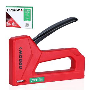 Arrow Light Duty Staple Gun, Lightweight Upholstery Stapler Kit for Wood with 1000 JT21 Staples, Plastic Housing Tacker for Crafts, Fabric, DIY, Household
