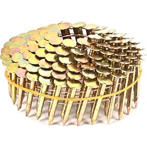 BHTOP 600 Count Coil Roofing Nails 1 Inch x .120-Inch for Roofing Nail Gun, 15 Degree Round Head Wire Weld Collated Roofing Nail, Smooth Shank Electro Galvanized Air Nails for Roofs