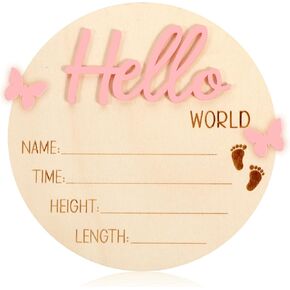 1 PCS Baby Name Sign, Pink Baby Name Announcement Sign, Wooden Newborn Sign, Newborn Name Sign for Hospital Sign, Baby Custom Name Sign for Newborn Baby