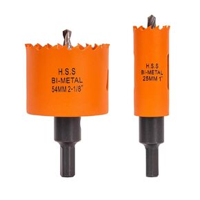 Door Lock Installation Kit, with 1 inch Hole Saw (2 inch Depth) & 2-1/8 inch Hole Saw (1.5 inch Depth), for Drilling Wood and Metal Door, Installing Deadbolt and Knob, Orange