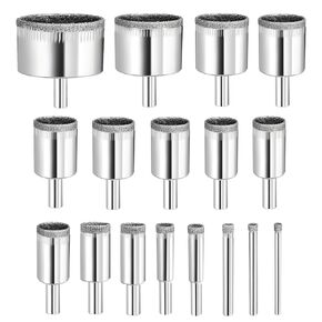 Diamond Set, 17 PCS Tile Drill Bits Diamond Drill Bits 1/4"、5/16"、3/8"、1/2"、9/16"、5/8"、11/16"、4/5"、7/8"、1-1/5", for Ceramic Tile Porcelain Marble, 4mm - 50mm