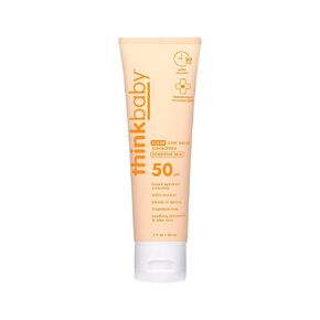 ThinkBaby SPF 50+ طفل واقي من الشمس الزنك الصافية للبشرة الحساسة ، 3oz