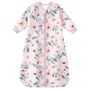 Yoofoss Baby Sleep Sack 6-12 Months 1.0 Tog Long Sleeve Sleep Sack Cotton Wearable Blanket for Infants 2-Way Zipper Quilted Sleeping Sacks(Medium)