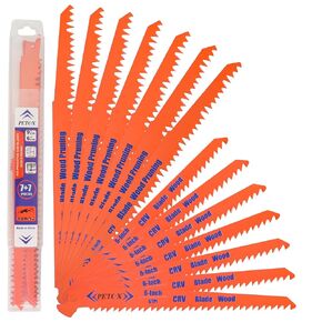 14 PCS Reciprocating Saw Blade Set, 6-Inch 6TPI+9-Inch 5TPI Wood Cutting Blades, CRV Materials, fit Dewalt Bosch Makita Milwaukee Porter-Cable Ryobi Ridgid Black&Decker Skil Craftsman Sawsall